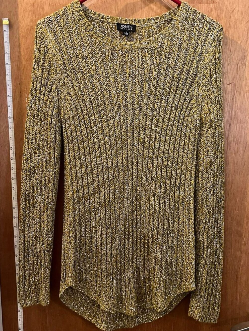 🐻Size L - Jones New York - Mustard and Black Mottled Long Sleeve Sweater